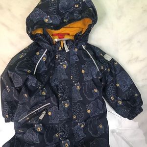 Cozy Navy Kids Footie with Bear Design